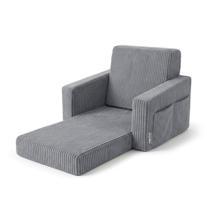 KiddyMoon Klappbarer Kindersessel aus Schaumstoff Kindersofa, dunkelgrau, UNI