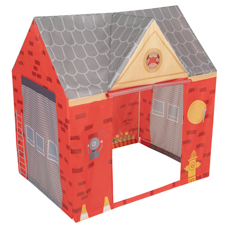 Spielhaus Spielzelt Feuerwehrhaus Faltbares Für Kinder Realistisches Design Langlebige Und Sichere Materialien Leicht Zu Montieren Perfekt Für Drinnen Und Draußen, rot-grau:grau/gelb/rot/, 100 Bälle