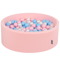 KiddyMoon Bällebad Bällepool mit bunten Bällen ∅ 7Cm  für Babys Kinder Rund, pink:babyblau/rosa/perle, 90x30cm/200 Bälle