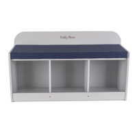 KiddyMoon Sitzbank mit Sitzfläche für Kinder Multifunktional Kindermöbel zum Sitzen Aufbewahrung Spielzeug Kind, Grau/ Dunkelblau, UNI