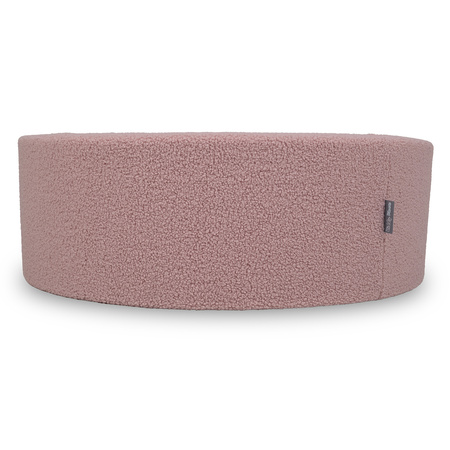 KiddyMoon Bällebad für Baby mit Teddy-Plüsch, Größere 7 cm Bälle für Eine Vollere Füllung, ab 8 Monaten, Abnehmbarer Bezug, Rosa, 90 x 30 cm Ohne Bälle