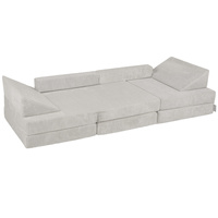 KiddyMoon Kindersofa aus Schaumstoff, Spielsofa für Kinder, Kindersessel, Sofa fürs Kinderzimmer, Kindercouch, Faltmatratze, hellgrau, Kindersofa