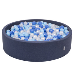 KiddyMoon Rund Bällebad Bällepool ∅ 7Cm Ballgruben Bunten Bällen Für Babys Spielbad Kleinkinder, Hergestellt in der EU, dunkelblau:babyblau/blau/perle, 120x30cm/1000 Bälle