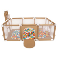 Laufstall Baby Großer Spielplatz mit Bällen Laufgitter für Kinder, beige:weiß/gelb/orange/babyblau/türkis, 900 Bällen
