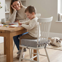KiddyMoon Sitzerhöhung Stuhl Kind, Sitzkissen Kinderstuhl Mit Abnehmbarem Waschbarem Bezug, Sitzpolster Mit Bindebändern, hellgrau, 33x33x10