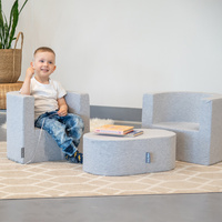 KiddyMoon Schaumstoff Kindersitz Montessori-Spielzeug Schaum spielzeug Weiche Kindermöbel und viel Spaß für Kinder Babys Sessel, Hergestellt in der EU, Hellgrau, Tisch