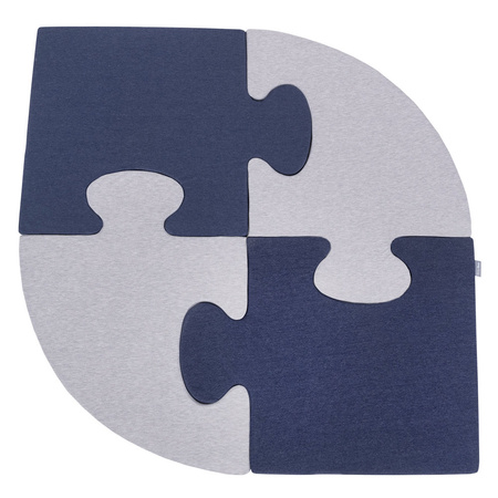 KM-PZLV-KW5 KiddyMoon Puzzles aus Schaumstoff Puzzlespiel Set Spielmatte für Kinder, Hellgrau/ Dunkelblau