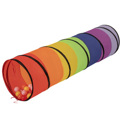 Pop-Up Tunnel Für Kinder Faltbarer Spieltunnel Leicht Und Flexibel Krabbeltunnel Ideal Für Drinnen Und Draußen Einfacher Aufbau Langlebig Sicher, mehrfarbig:transparent/gelb/puderrosa/orange/rot, 900 Bälle