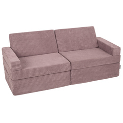 KiddyMoon Kindersofa aus Schaumstoff Spielsofa für Kinder Schlafsofa Kindersessel Sofa für Kinderzimmer Kindercouch Faltmatratze, violett, 140x55x30 cm