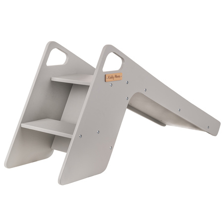 KiddyMoon Kinder Rutsche Aus Holz Stabile Kleinkinderrutsche Multifunktion Montessori, grau, Groß