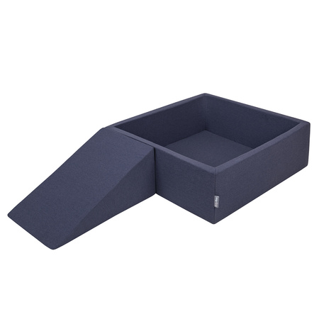KiddyMoon Spielplatz aus Schaumstoff mit Quadrat Bällebad Bälle Hindernisläufen, dunkelblau:babyblue/blau/perle, Bällebad (200 Bälle) + Zwickel
