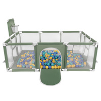 Laufstall Baby Großer Spielplatz mit Bällen Laufgitter für Kinder, grün:türkis/blau/gelb/transparent, 200 Bällen