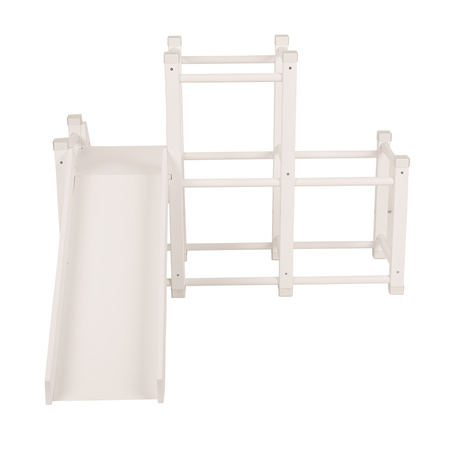 KiddyMoon Klettergerüst Indoor Holz Spielplatz Mit Rutsche Anti-Rutsch Pads Stabile Konstruktion, weiß, UNI