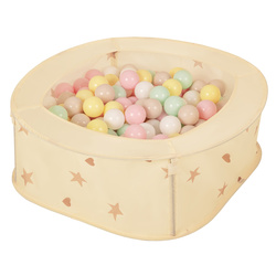 NK-200X Faltbarer Laufstall Bällepool für Kinder mit Bälle Pop-Up Laufgitter, hellbeige:pastellbeige/pastellgelb/weiß/minze/puderrosa, 100 Bälle