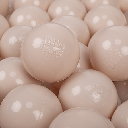 KiddyMoon Kinder Bälle für Bällebad Baby Einfarbige Plastikbälle ∅7cm Made in EU, pastellbeige, 50