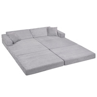 KiddyMoon Kindersofa aus Schaumstoff, Spielsofa für Kinder, Kindersessel, Sofa fürs Kinderzimmer, Kindercouch, Faltmatratze, dunkelgrau, Kindersofa mit 2 Kissen