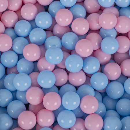 KiddyMoon Bällebad Bällepool mit bunten Bällen ∅ 7Cm  für Babys Kinder Rund, Bubblegum:puderrosa/babyblau, 90x30cm/200 Bälle