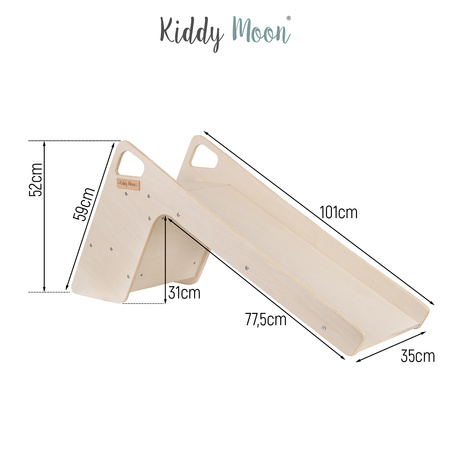 KiddyMoon Kinder Rutsche Aus Holz Stabile Kleinkinderrutsche Multifunktion Montessori, Natürlich, Groß