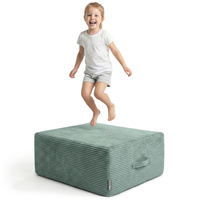 KiddyMoon Hüpfpolster für Kinder Hüpfmatratze Kindertrampolin für Zuhause Turnmatte Matratze zum Hüpfen Abnehmbarer Bezug Waschbar, Grün, Hüpfpolster