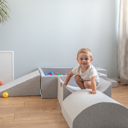 KiddyMoon Spielplatz aus Schaumstoff 3-teiliges Set Hindernisläufen, hellgrau, Multi-Größe