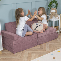 KiddyMoon Kindersofa aus Schaumstoff Spielsofa für Kinder Schlafsofa Kindersessel Sofa für Kinderzimmer Kindercouch Faltmatratze, violett, 140x55x30 cm