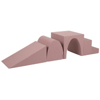 KiddyMoon Spielplatz aus Schaumstoff 4-teiliges Set Zwickel L/Hügel/Tunnel/Stüfchen, erikafarben, Multi-Größe