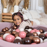 KiddyMoon Bällebad Bällepool mit bunten Bällen ∅ 7Cm  für Babys Kinder Rund, Herbst:braun/kupferrot/pastellbeige/lachsfarben, 90x30cm/300 Bälle