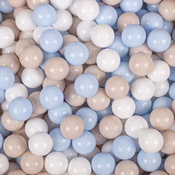 KiddyMoon Kinder Bälle für Bällebad Baby Spielbälle Plastikbälle ∅7cm Made in EU, pastellbeige/pastellblau/weiß, 50 Bälle/7cm