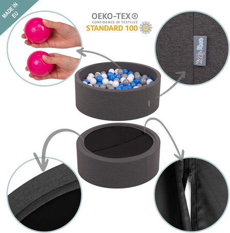 KiddyMoon Bällebad Bällepool mit bunten Bällen ∅ 7Cm  für Babys Kinder Rund, , 90x30cm/300 Bälle