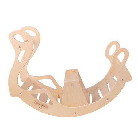 KiddyMoon Rocker Bogen Wippe aus Holz für Kinder, Kletterbogen Holz Wippe Babys Wippe, Holzbogen, Holzspielzeug Montessori Spielzeug, Modell WR-001, Natürlich, 90,6x39x69 cm