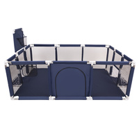 Laufstall Baby Großer Spielplatz mit Bällen Laufgitter für Kinder, Dunkelblau:perle/grau/transparent/babyblau/minze, 200 Bällen