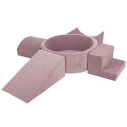 KiddyMoon Spielplatz Aus Schaumstoff Für Kinder mit Bälle Waschbare Bezug, violett: pastellblau/perle/puderrosa/weiß, Bällebad (200 Bälle) + Version 5