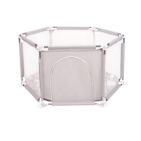 Sechseckiger Laufstall mit Bällen Laufgitter für Kinder, Grau:weiß/grau/puderrosa, 200 Bälle