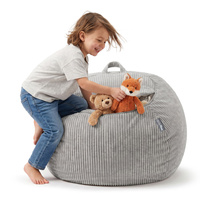 KiddyMoon Sitzsack für Kinder 2-in-1 Spielzeug Aufbewahrung 80x80x50cm, Hellgrau