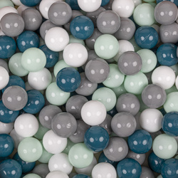 Laufstall mit Korb und Bällen Laufgitter für Kinder, grün:dunkeltürkis/grau/weiß/minze, 200 Bälle