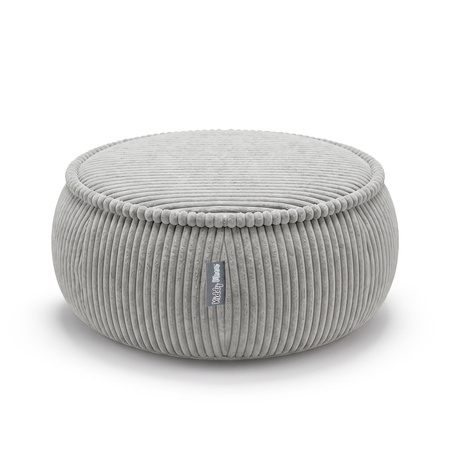 KiddyMoon Pouf für Kinder mit Cord, abnehmbarer Bezug KM-PF-DONUT, hellgrau, M