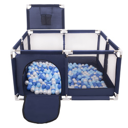 Laufstall mit Korb und Bällen Laufgitter für Kinder, Blau:blau/babyblue/perle, 100 Bälle