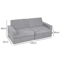 KiddyMoon Kindersofa aus Schaumstoff Spielsofa für Kinder Schlafsofa Kindersessel Sofa für Kinderzimmer Kindercouch Faltmatratze, dunkelgrau, 140x55x30 cm
