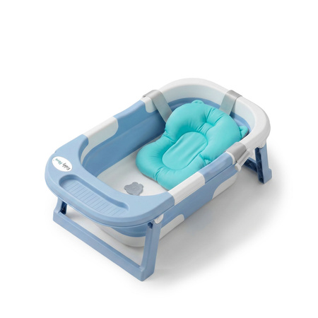 KiddyMoon Faltbare Babybadewanne Kunststoff mit Badekissen, Blau, M