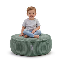 KiddyMoon Kinderpouf aus Schaumstoff mit abnehmbarem Bezug, grün, L