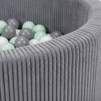 KiddyMoon Bällebad für Kinder aus Schaumstoff, 90 x 30 cm, weicher Rippbezug, abnehmbarer Bezug, weiches und sicheres Spielzeug, waschbar, Dunkelgrau: Weiß/Grau/Minze, 90 x 30 cm 200 Bälle