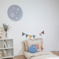 KiddyMoon Wanddekor 3D Wandskulpturen Kinderzimmer Akccessoire Für Kinder Wanddeko, Mond: Grau, UNI