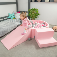 KiddyMoon Bällebad Bällepool mit bunten Bällen ∅ 7Cm für Babys Kinder Rund, pink:weiß/grau/rosa, 90 x 30 cm 300 Bälle