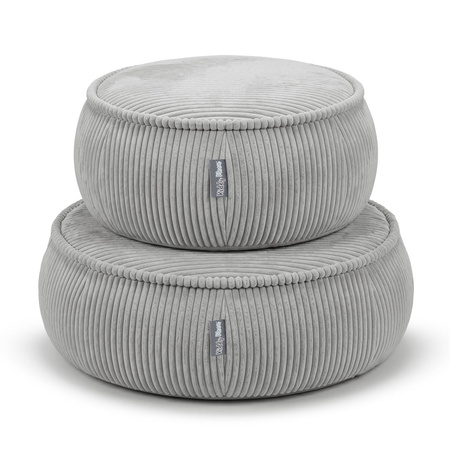 KiddyMoon Pouf für Kinder mit Cord, abnehmbarer Bezug KM-PF-DONUT, hellgrau, L