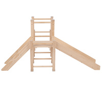 KiddyMoon Klettergerüst Indoor Holz Spielplatz Mit Rutsche Anti-Rutsch Pads Stabile Konstruktion, , UNI