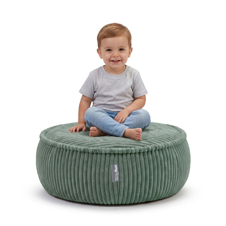 KiddyMoon Pouf für Kinder mit Cord, abnehmbarer Bezug KM-PF-DONUT, grün, L