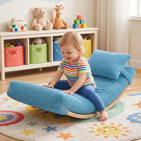 KiddyMoon Matratze mit Kissen für Balance Board Rippenstrick Bezug Waschbarer Bezug, blau, Matratze/Kissen