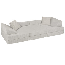 KiddyMoon Kindersofa aus Schaumstoff Spielsofa für Kinder Schlafsofa Kindersessel Sofa für Kinderzimmer Kindercouch Faltmatratze, hellgrau, Kindersofa mit 2 Kissen