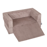 KiddyMoon Kindersofa Modular mit Weichem Zwickel und Bällen Für Kinderzimmer Bequem Vielseitig Gerippter Stoff Abnehmbarer Bezug Perfekt zum Spielen und Entspannen, dunkelbeige, Sofa/Zwickel