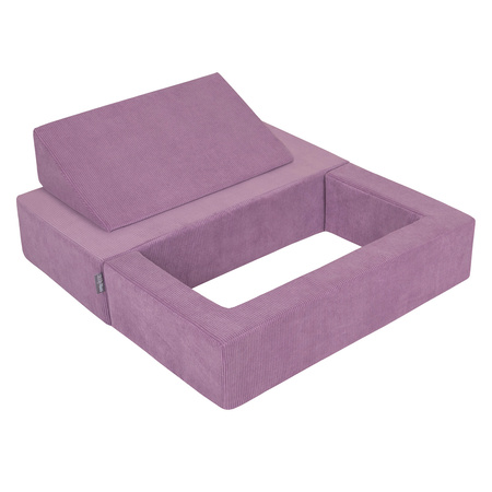 KiddyMoon Kindersofa Modular mit Weichem Zwickel und Bällen Für Kinderzimmer Bequem Vielseitig Gerippter Stoff Abnehmbarer Bezug Perfekt zum Spielen und Entspannen, violett, Sofa/Zwickel